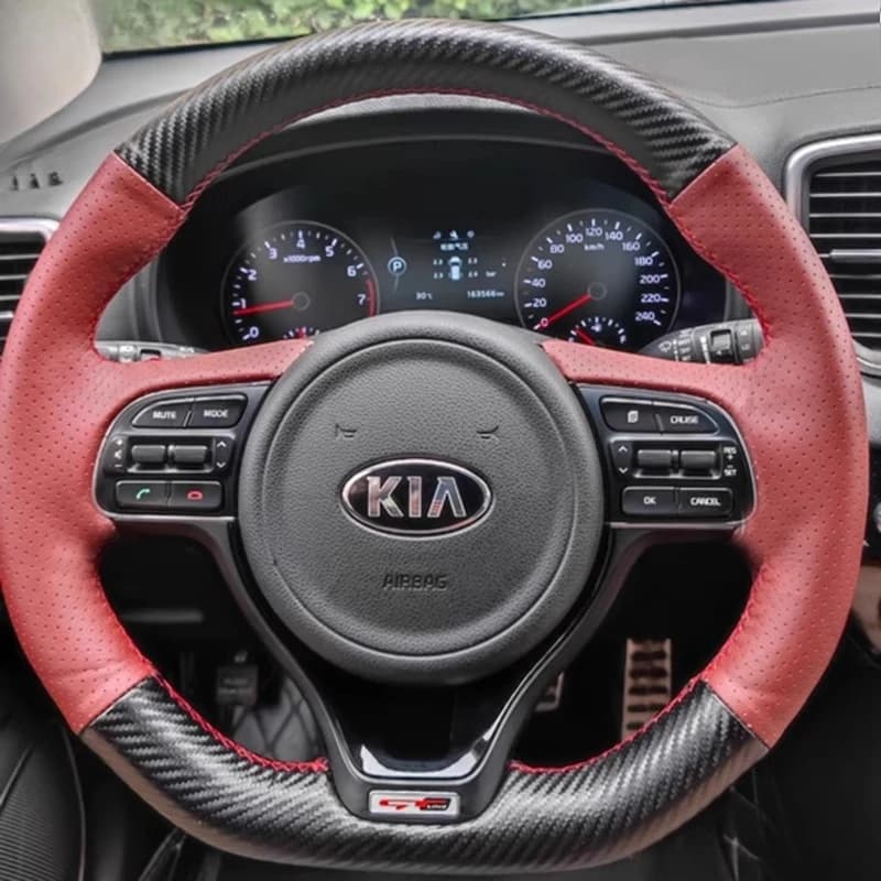 For Kia Sportage KX5 2016-2019 K5 Optima 2016-2018 Car cover in real non-slip leather hand sewn carbon fiber