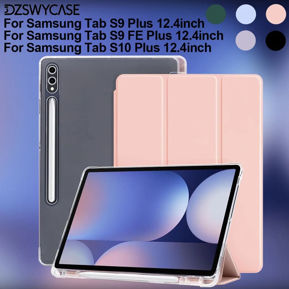 Custodia per Samsung Galaxy Tab S10 Plus 2024/S9 FE Plus/S9 Plus 2023 12,4 pollici, cover ultra sottile con portapenne, spegnimento/riattivazione automatica