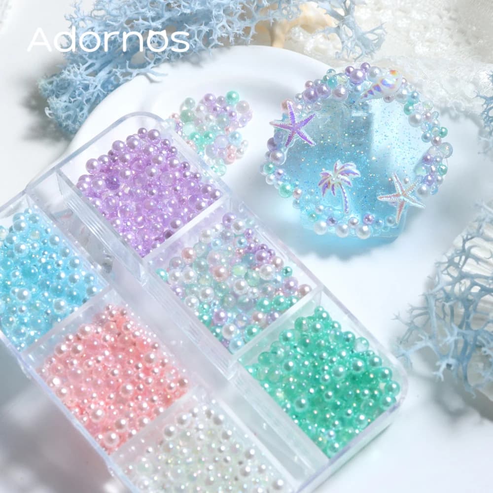 Mixed Size Pastel Pearls Epoxy Resin Filling Decoration Aurora Crystal Glass Bead Resin Craft Fillers DIY Pendant Jewelry Making