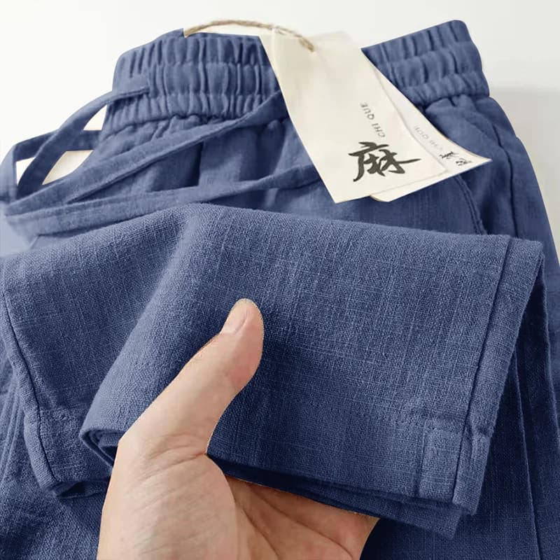 Pantaloni Estivi da Uomo in Cotone e Lino, Leggeri, Larghi, Sportivi, Casual, Traspiranti, Comodi per l'Uso Quotidiano, Taglio Dritto