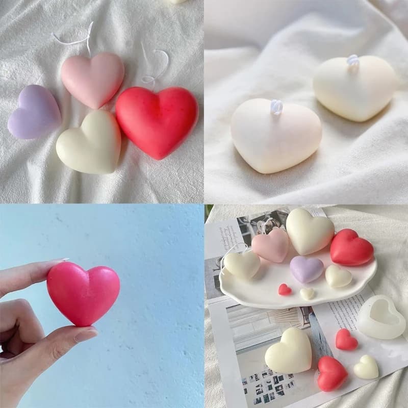5Pcs 3D Heart Silicone Mold Set, DIY Silicone Mold for Epoxy Resin Crafts, Candles, Handmade Soap Making, Ideal Gift for DIY Crafts
