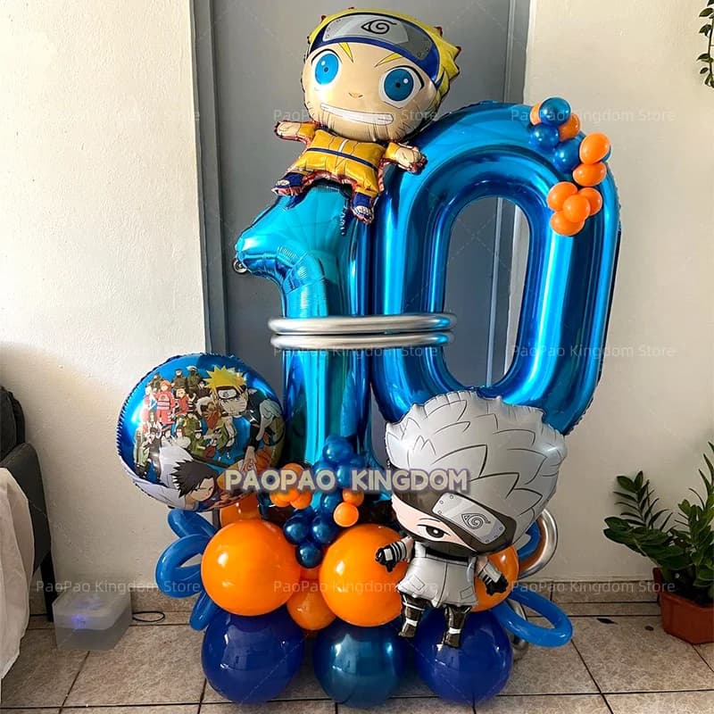 Set di Palloncini in Foil Naruto per Compleanno, Decorazioni per Feste a Tema Cartoni Animati, Accessori per Feste di Compleanno per Bambini