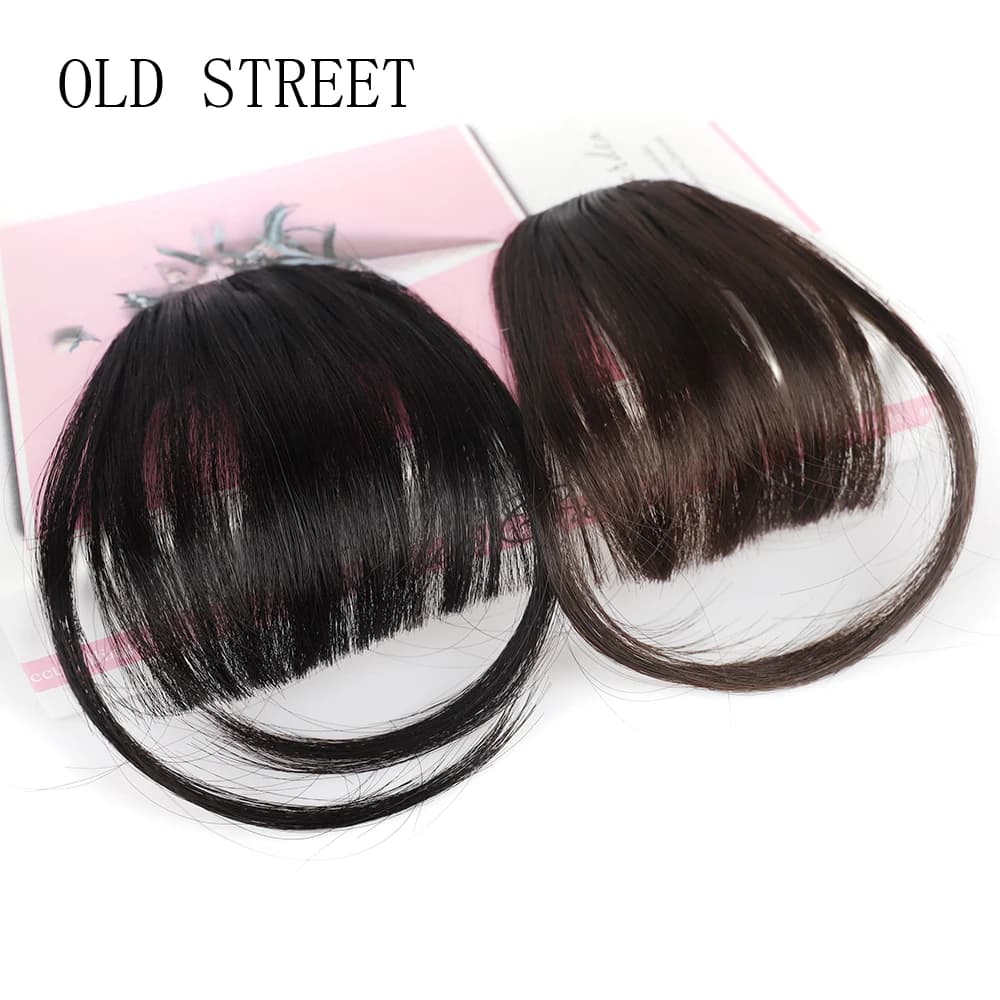 Frange sintetiche effetto naturale, corte, marrone/nero, extension con clip, accessori per capelli per donne e ragazze
