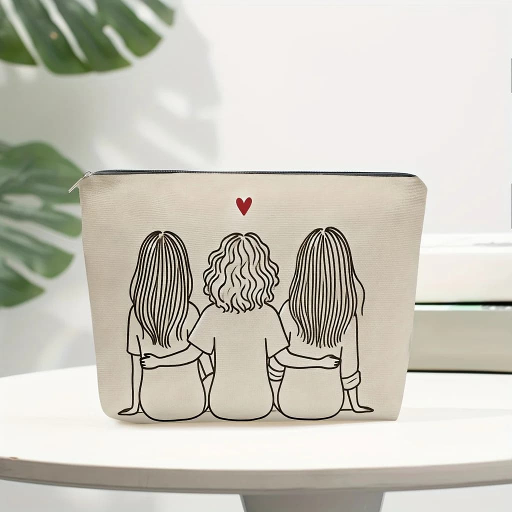 1 Piece of a Joyful and Harmonious Makeup Bag for Three People - Multifunctional Zipper Bag for Women, Perfect Travel Zipper Storage Bag, Fun Birthday Gift