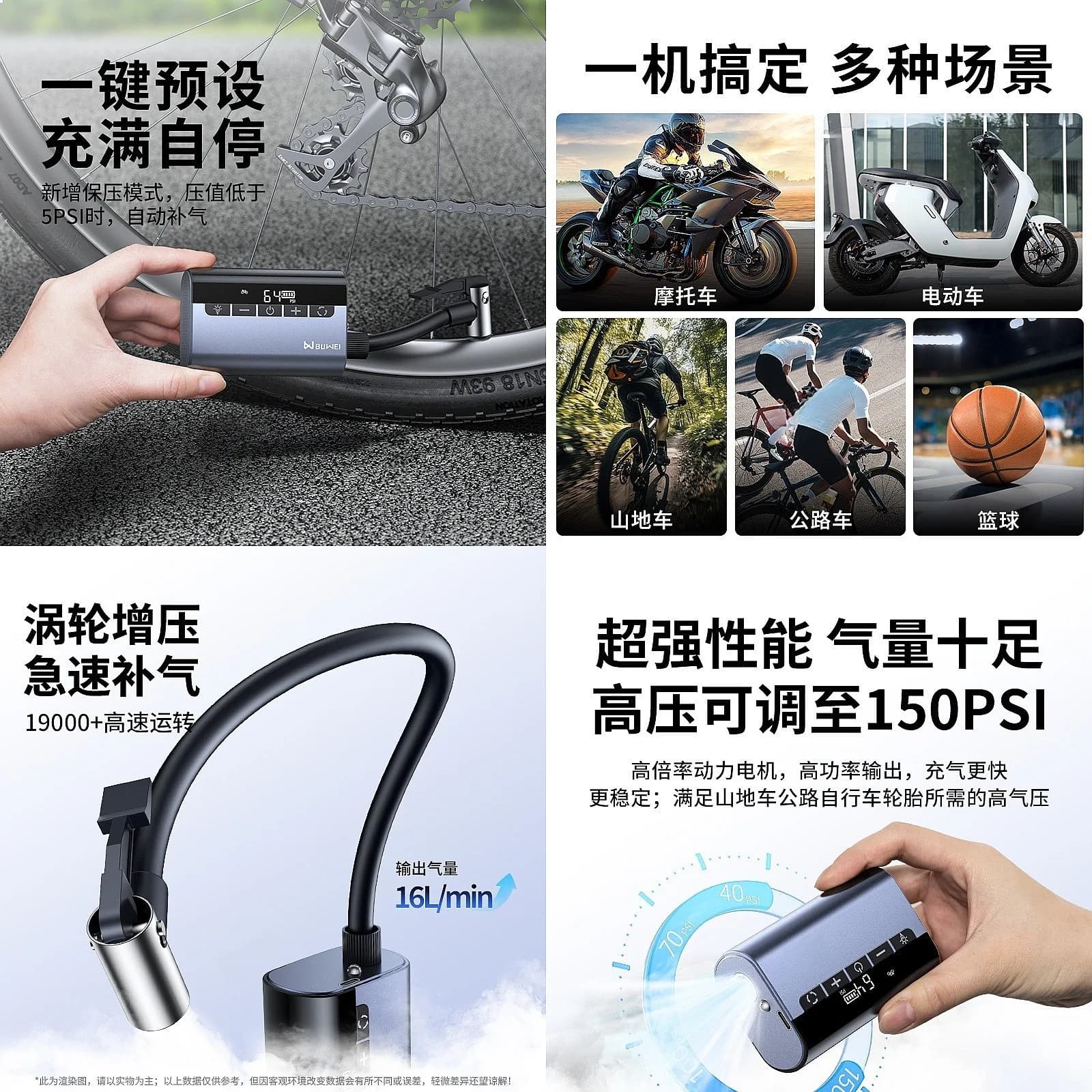 Mini Portable Air Pump Electric Tire Inflator Smart Charger Bike Pump Auto High Pressure