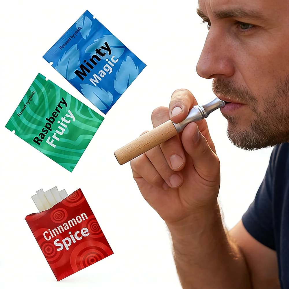 Bastoncino Orale Senza Fumo Migliorato in Legno di Noce Naturale, con Fragranza Fresca, per Aromaterapia, Respirazione Assistita, Strumento Rilassante e Lenitivo