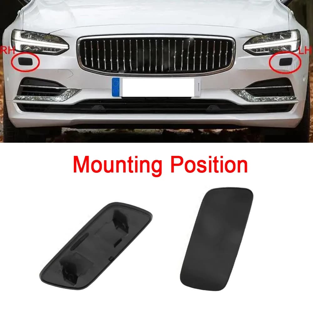 2 pieces front bumper headlight black spray caps for VOLVO S90 2017 2018 2019 39839830 39839842