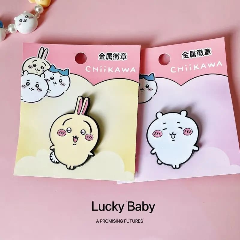 Chiikawa Series Brooch Cute Usagi Hachi Chiikawa Metal Badge for Clothing Hats Bags Backpack Accessories Decoration Gift