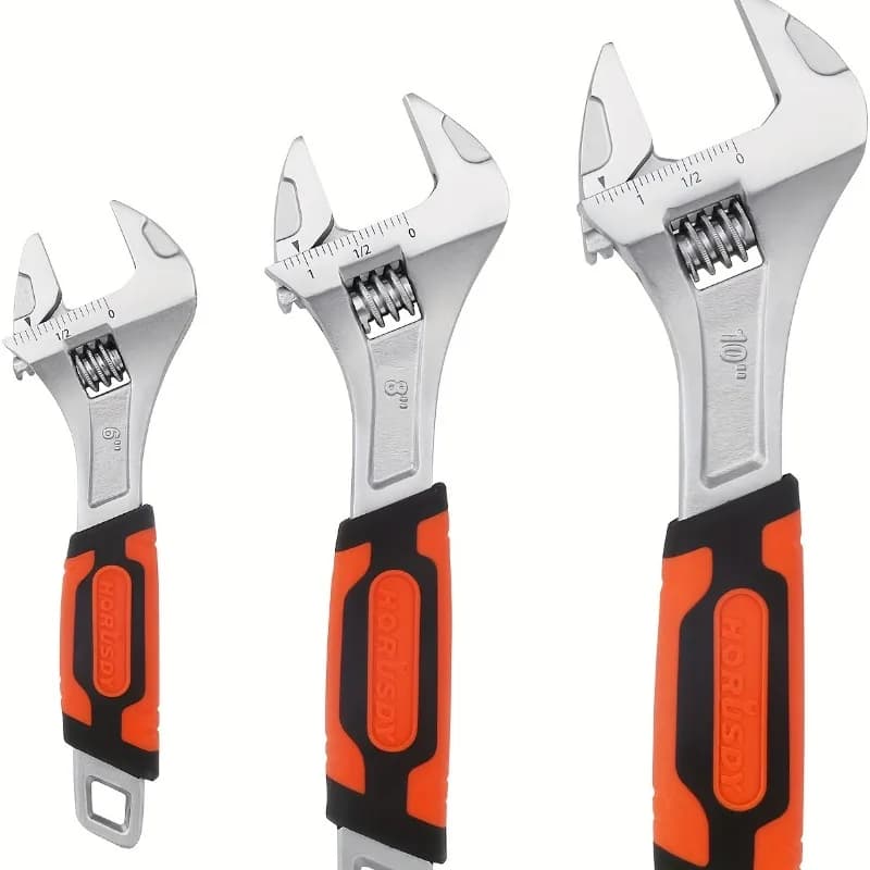 3Pcs Adjustable Wrench Set - 6"", 8"", & 10"" with Metric & SAE Measurements, Extra-Wide Jaw Crescent Design- For Mechanics, DIY Enthusiasts & Professionals - Ideal for Home & Workshop Use - Great Gift for Fathers Day & Tool Lovers