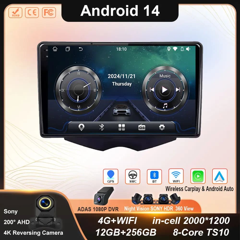 Auto Android 14 Radio Per Hyundai Veloster FS 2011 -2017 Auto Stereo Lettore Multimediale di Navigazione GPS Carplay QLED Touch Screen