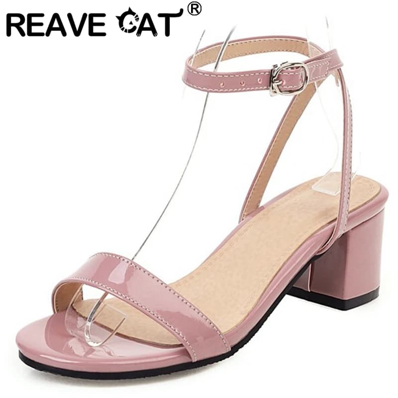 REAVE CAT sandali da donna Peep Toe Chunky Heels Concise Party Lady Shoes 30-51 nero giallo elegante estate S3530