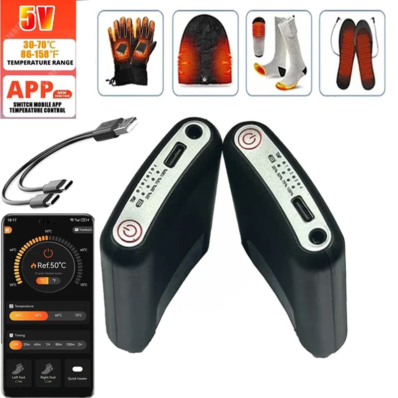 Nuova batteria da 5 V 5000 mAh guanti riscaldanti invernali solette sciarpe, calzini gilet batteria termica, batteria ricaricabile calda