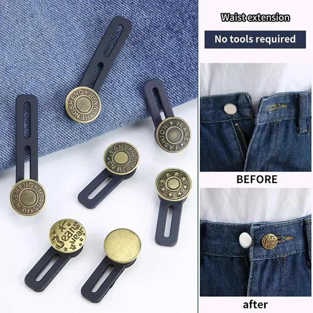 Set di estensori per bottoni retrattili unisex per vita e colletto - Soluzione di estensione istantanea universale per jeans e pantaloni