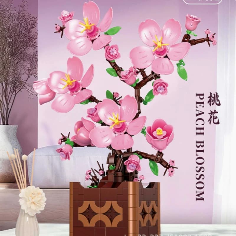 Set di Costruzioni a Blocchi Modello di Orchidea in Vaso, Fiore Rosa, Giocattoli Puzzle, Regali per Capodanno, Natale e Compleanno