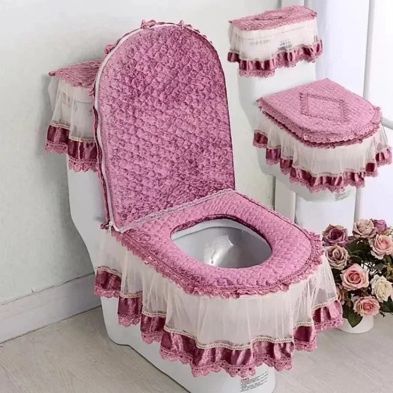 Seat cushion WC Set of 3 pieces Universal antibacterial cover Type with zipper Detachable and washable water tank cover