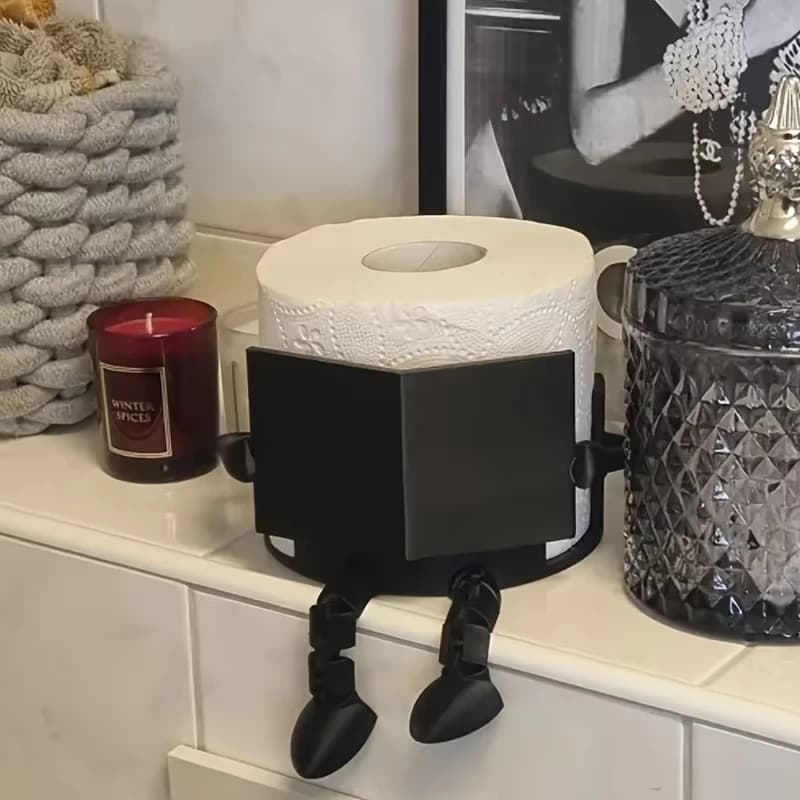 Portarotolo creativo per carta igienica - Design divertente a forma di persona seduta, ornamento artistico pratico con giunto rimovibile, decorazione per bagno di casa