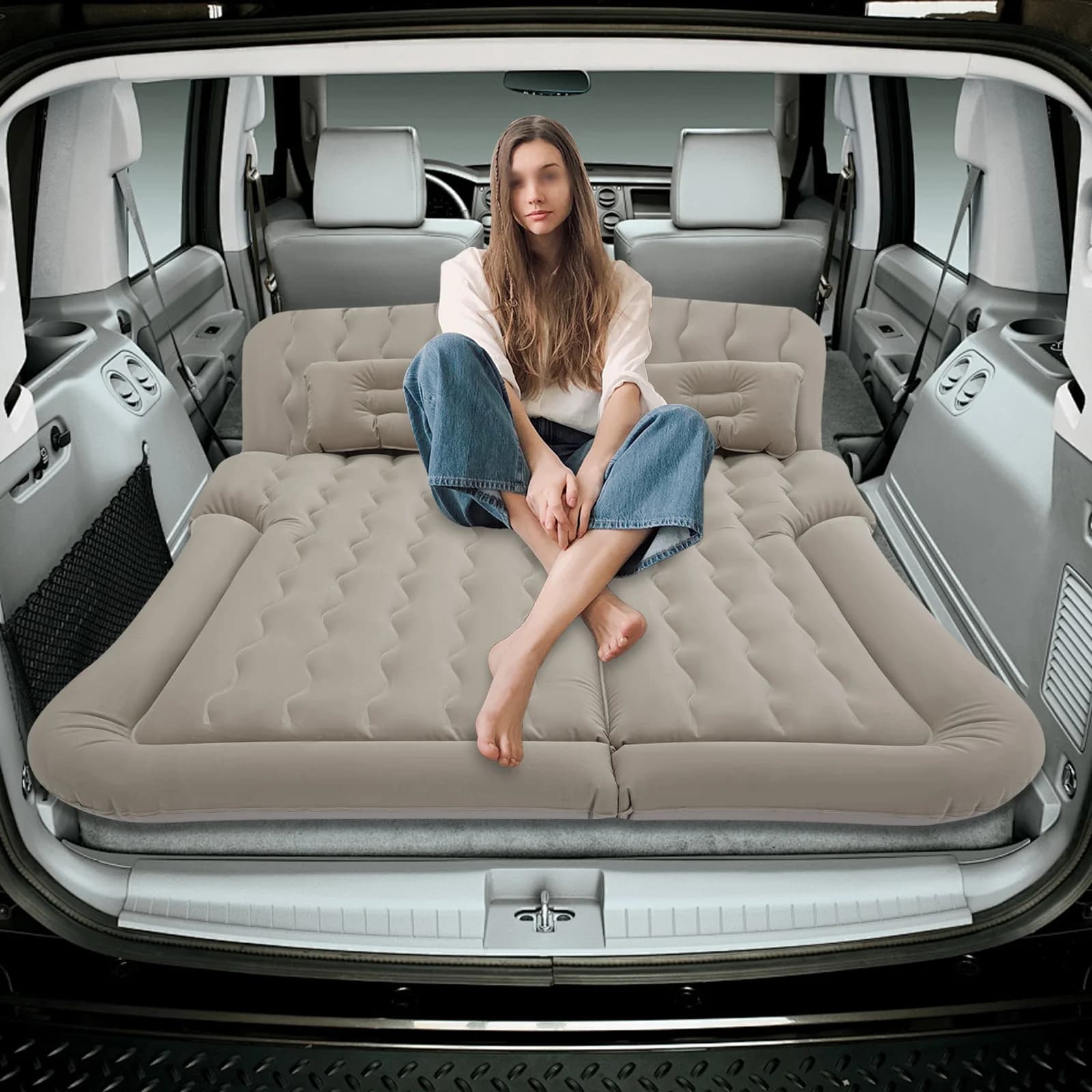 Materasso ad aria SUV con cuscini, set letto gonfiabile per auto addensato, per un comodo campeggio e un sonno in viaggio per un viaggio su strada e all'aperto
