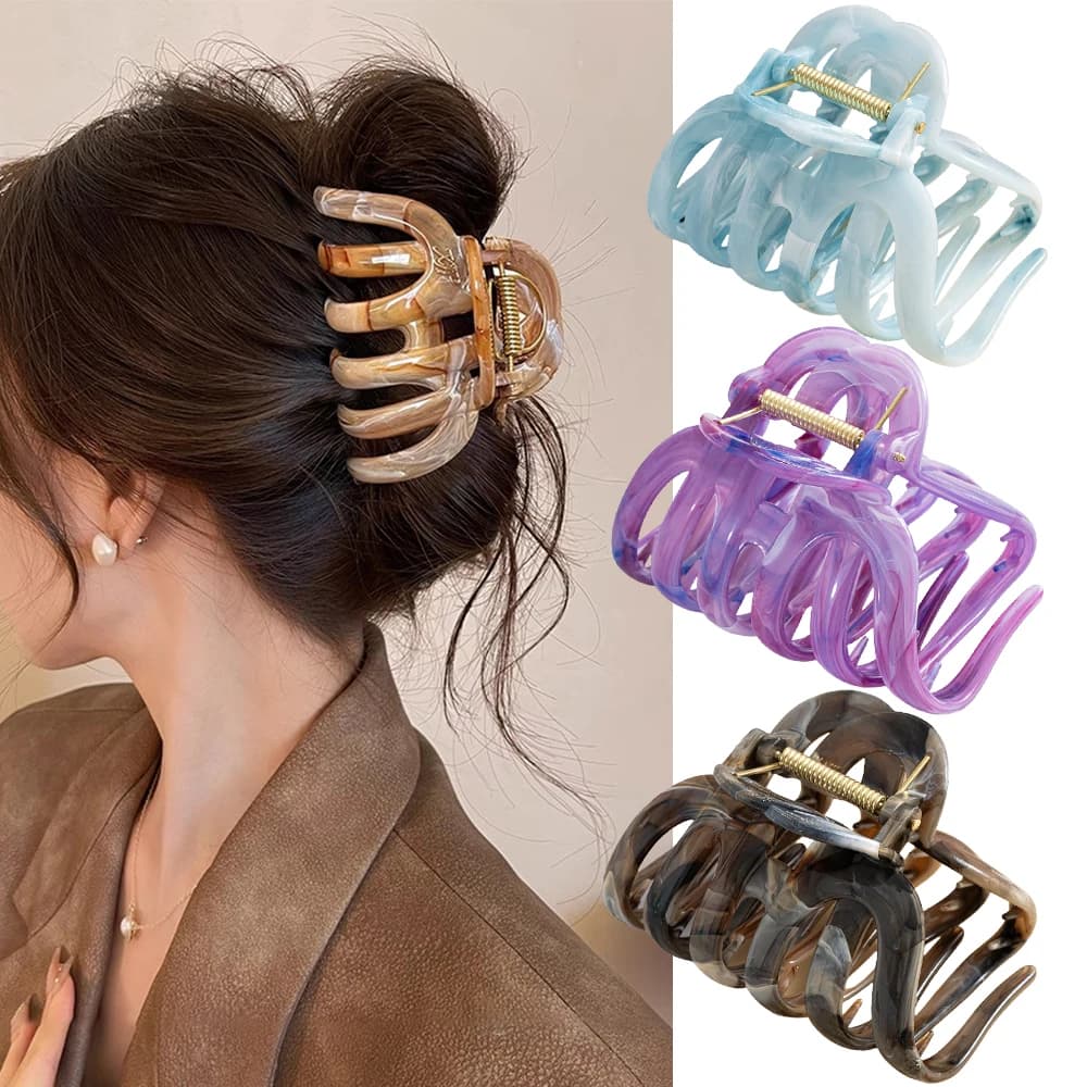 Nuove grandi strisce di marmo Zucca Artigli per capelli Forcine per granchio per le donne Dolce clip per capelli Barrettes Fascia Accessori per capelli Styling