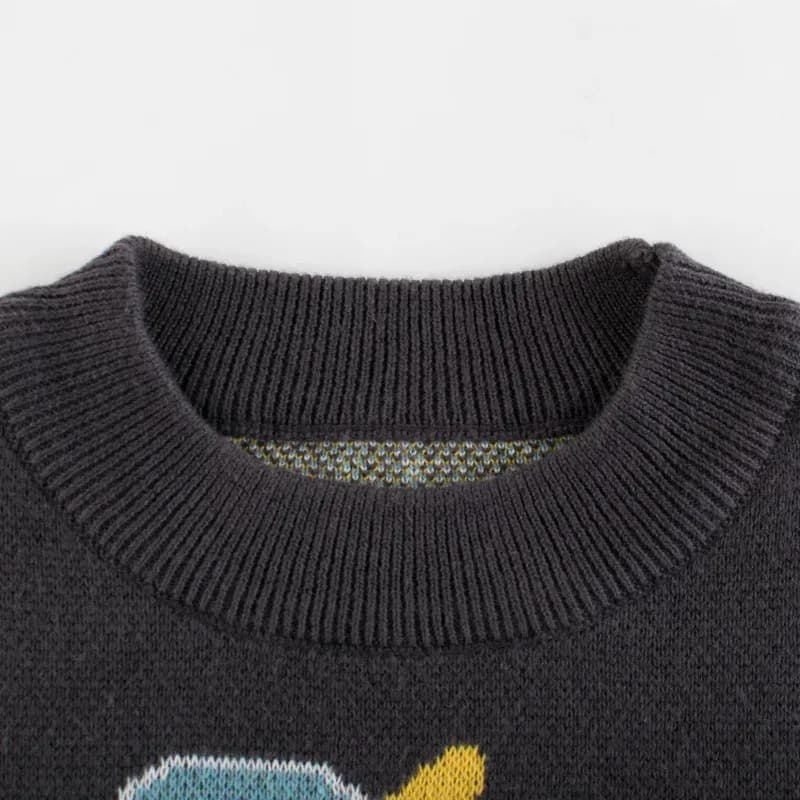 Autunno inverno dinosauro grigio per bambini pullover lavorato a maglia cartone animato ragazzi ragazze maglieria calda in cotone maglione 2-9 anni