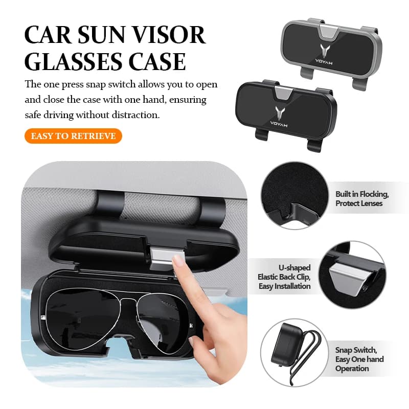 Car Glasses Box Portable Sunglasses Holder Eyeglass Case Sun Visor Organizer For Voyah Free Dreamer Passion 2022 2023 2024+