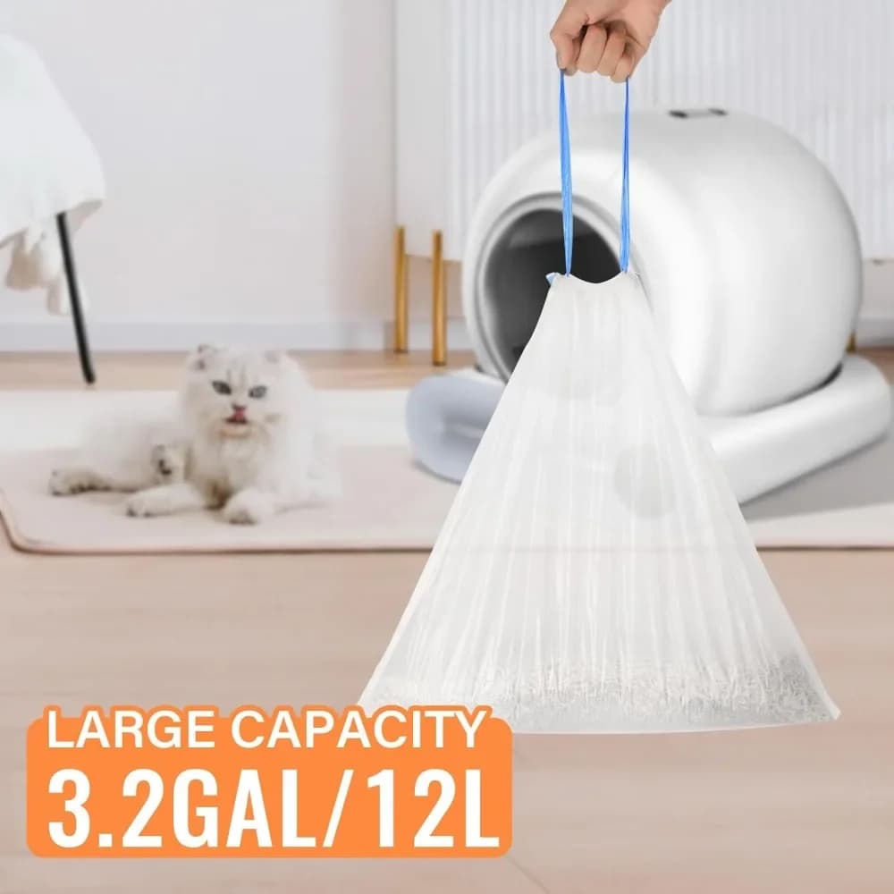 Self-Cleaning Cat Litter Box Poop Bags Drawstring Closure for Cat Toilet Pet Supplies Only 10 Rolls Garbage Bags