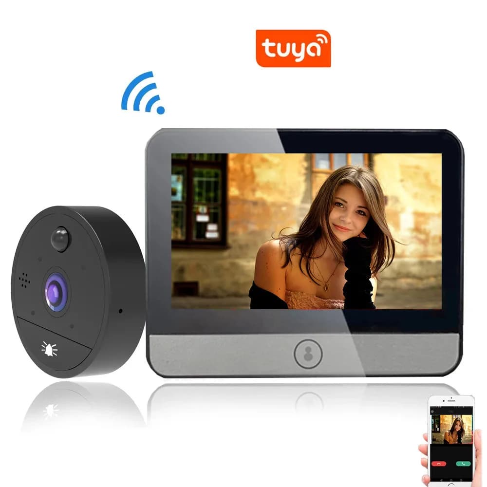 4.3 pollici 2MP 1080P S62 Tuya APP Wireless WIFI campanello IR visione notturna rilevamento del movimento videocitofono visore visivo per porta