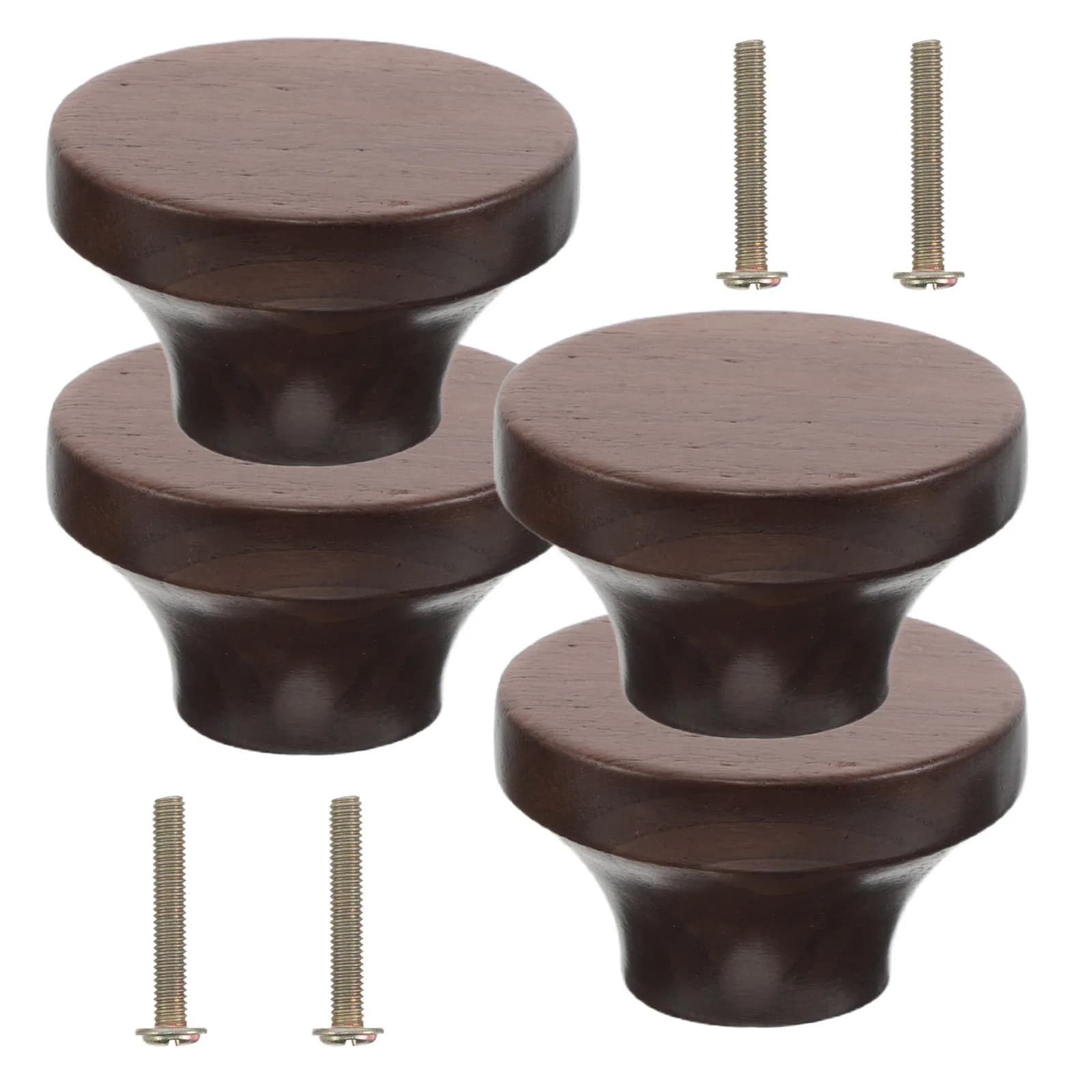 4 Pezzi Maniglie Rotonde in Legno Massello per Cassetti, Pomelli Rustici a Foro Singolo per Armadi, Maniglie Decorative di Ricambio per Guardaroba