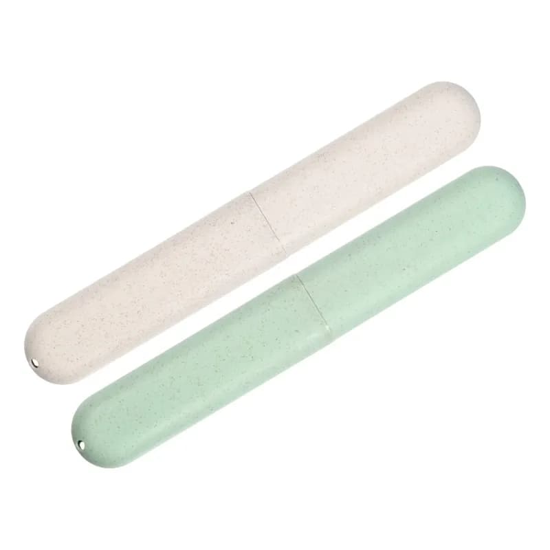 2 custodie da viaggio per spazzolini da denti, custodie portatili in PP, verde beige, 8,07''x1,22''x0,83''