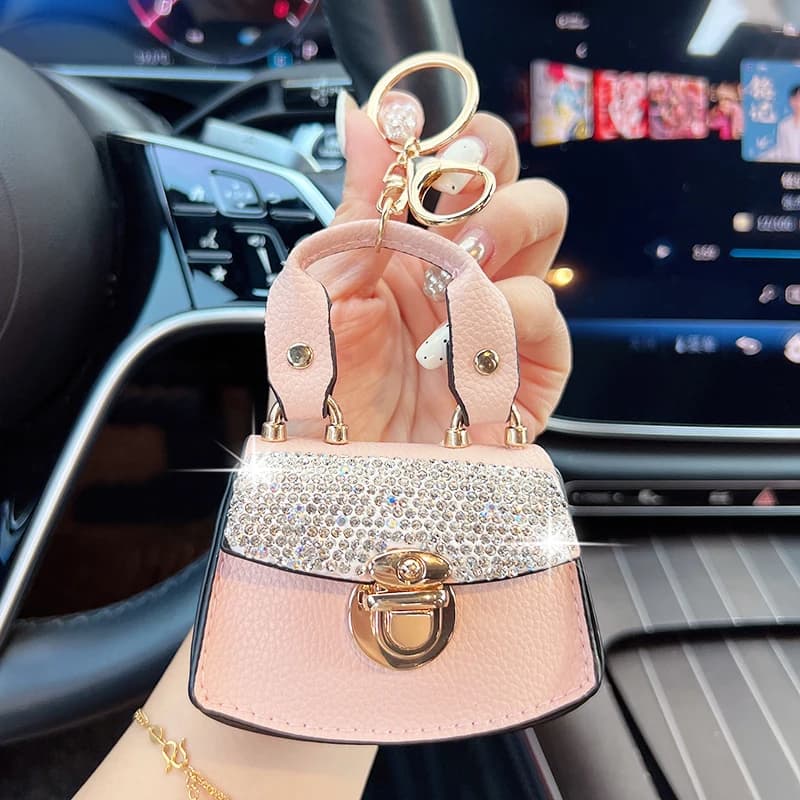 Creative, Light Luxury, High-End, Large Handle Bag Model, Car Keychain, mini Coin Purse, niche Bag, Pendant, Keychain