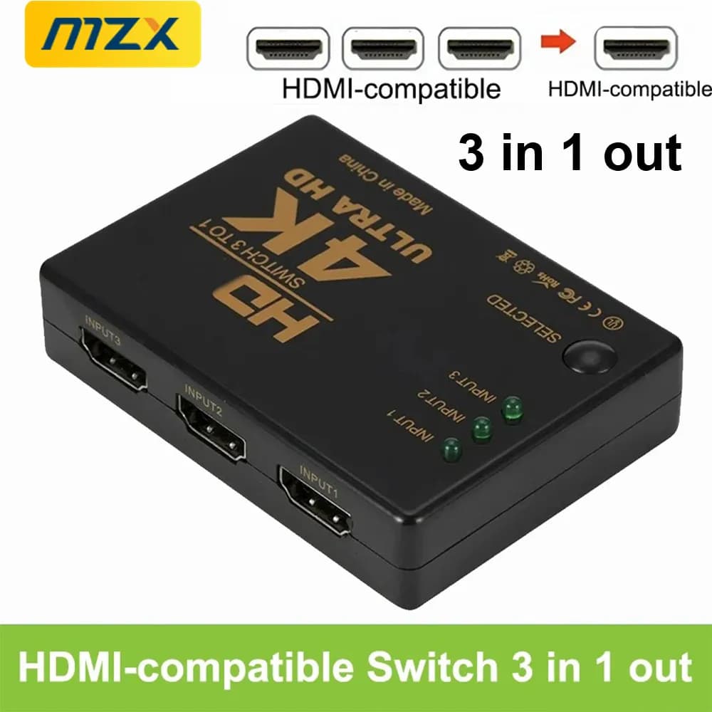 Switch 3 in 1 output compatible HDMI Switcher 4K Full HD 1080P Video Cable Splitter 1x3 hub adapter converter for TV Box HD PCTV