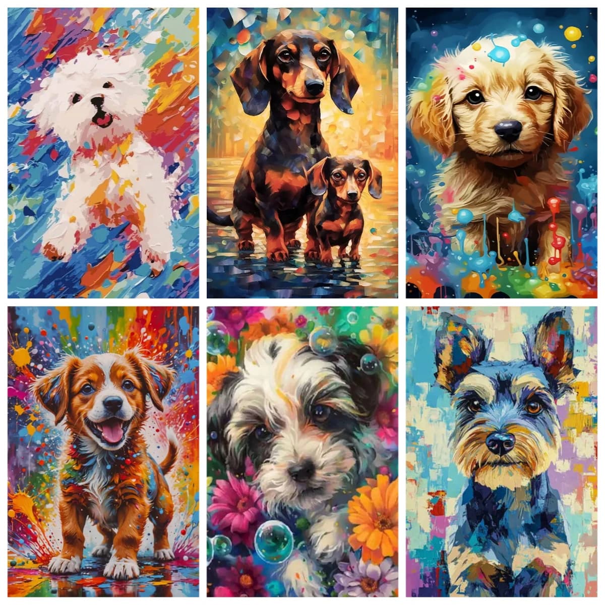 DIY Coloring Digital Oil Painting By Numbers Dog Animal Puppy Paint By Number Kits Picture Artcraft On Canvas Handpainted Gift