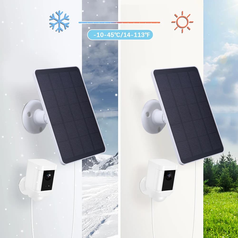 Kit Pannello Solare 20W con Cavo di Ricarica da 3 Metri, Pannello Solare Portatile Rotante a 360° per Telecamera Ring Spotlight/Telcamera Ring Stick Up