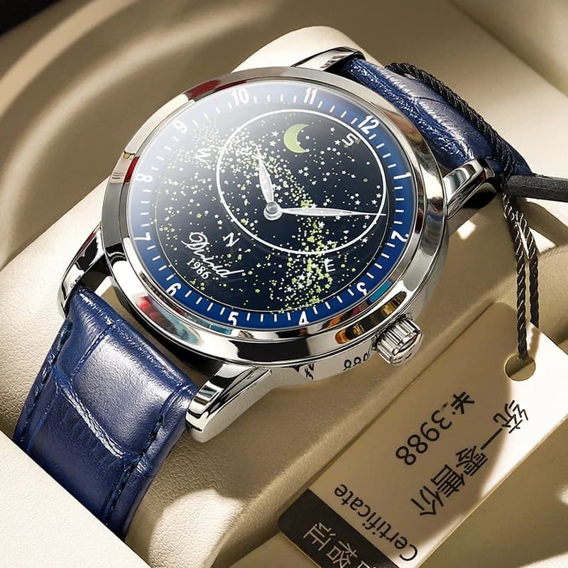 High-End Stylish Mens Wristwatch Automatic Clock Waterproof Sport Mechanical Starry Sky Fashion Luxury Business Luminous Watches