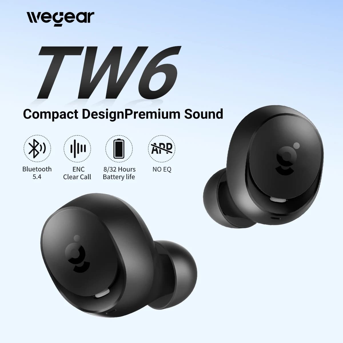 Wegear Bluetooth 5.4 wireless earphones in Ear Transparent environmental calls iPhone and Android 40 hours playback for sports