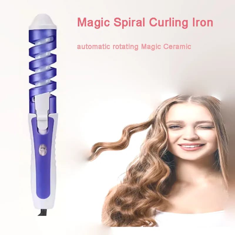 Ferro arricciacapelli a spirale magico Bigodino elettrico per la casa Riscaldamento rapido Bigodino in ceramica Styling dei capelli Rotante automatico portatile