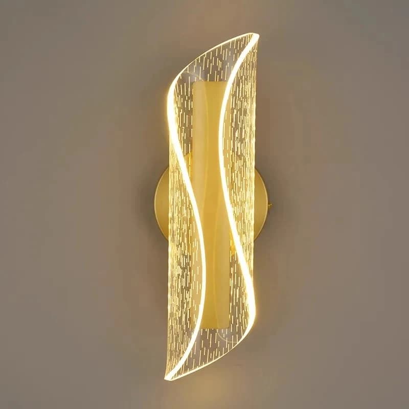 Luxury Curve Acrylic LED Wall Sconce Modern Strip Wall Lamp Decorative Light for Bedroom Bedside Hotel Corridor Living Room
