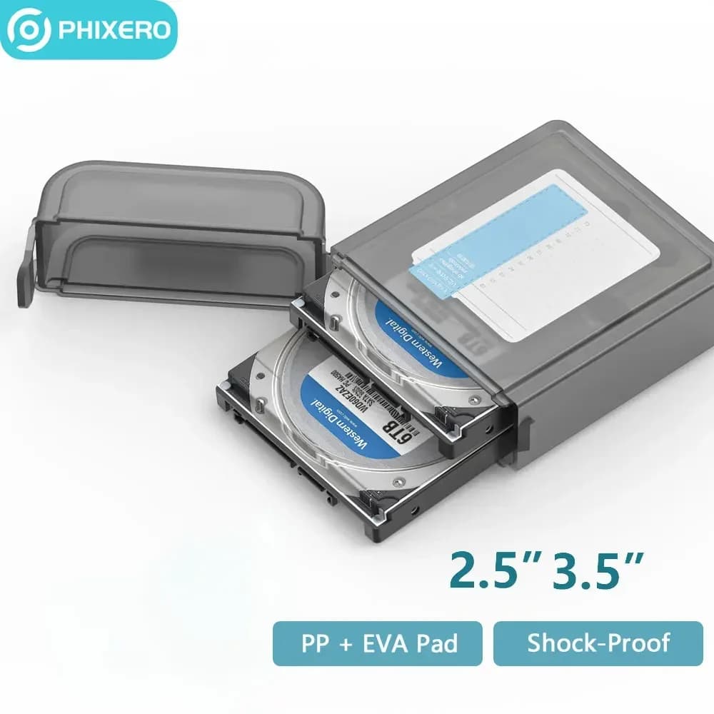 PHIXERO 2.5 "/3.5 pollici SSD HDD Storage Box disco rigido esterno Caddy per SSD Case esterno USB 3.0 Hard Drive Bag con EVA