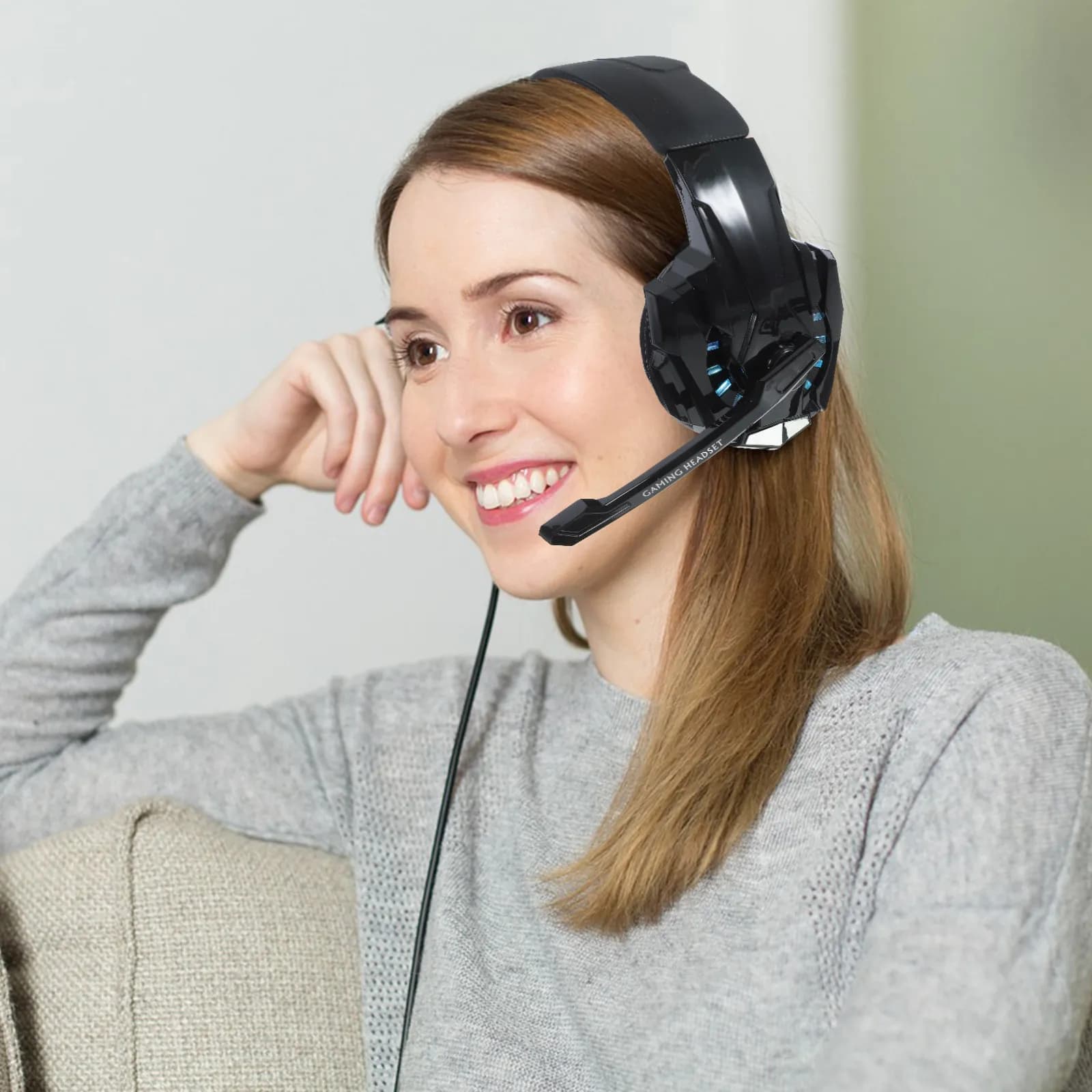1Pcs Head-Mounted Gaming Headset I3000 Wired Game Headphone with Mic Skin-Friendly Over-Ear Comfortable for Computer Use
