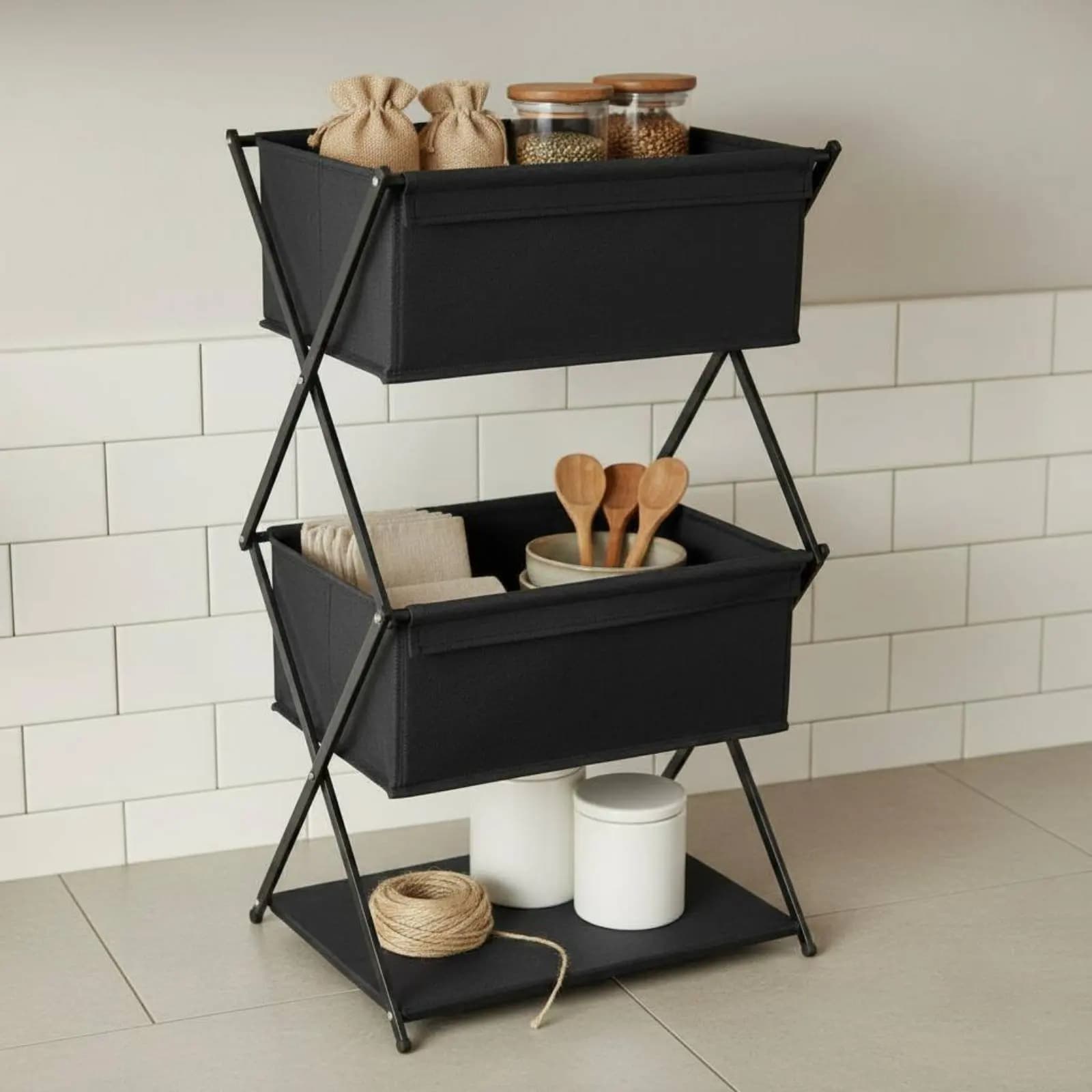 Scaffale da Campeggio a 3 Livelli, Impermeabile, Portatile, Pieghevole, Organizzatore Resistente per Attrezzatura Outdoor