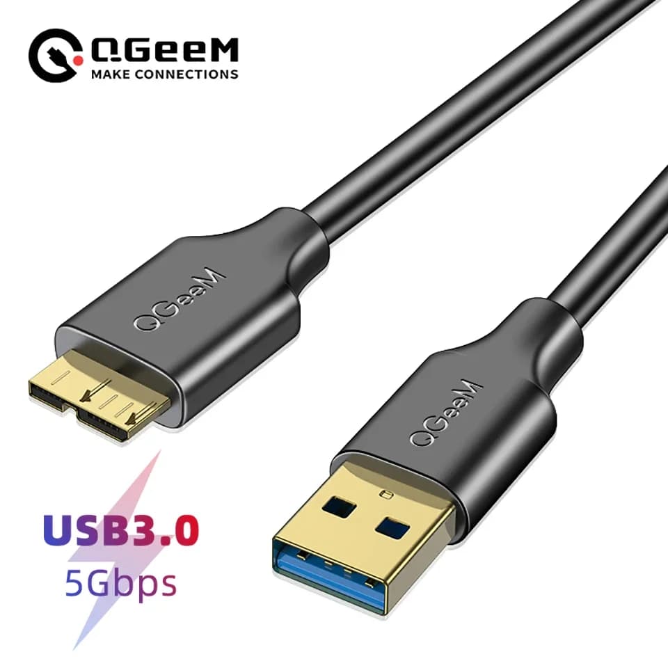 QGeeM USB3.0 Micro Cable Type A to Micro B Cable For External Hard Drive Disk HDD Samsung Laptops Computuer USB HDD Data Cables