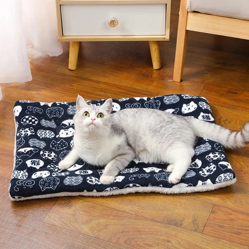 Summer and Winter Thicken Cat Mat Breathable Flannel Cat Dog Sleeping Mat Soft Dog Cushion for Small Dog Winter Warm Cat Blanket