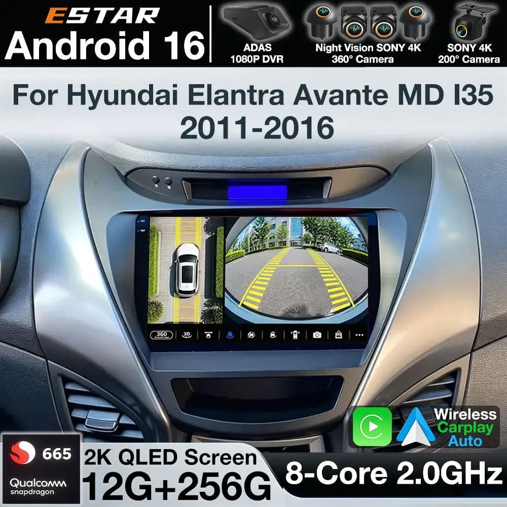 Android 15 Wireless Carplay Per Hyundai Elantra Avante I35 2011 2012 2013 2014 2015 2016 Autoradio Navigazione GPS Multimediale BT