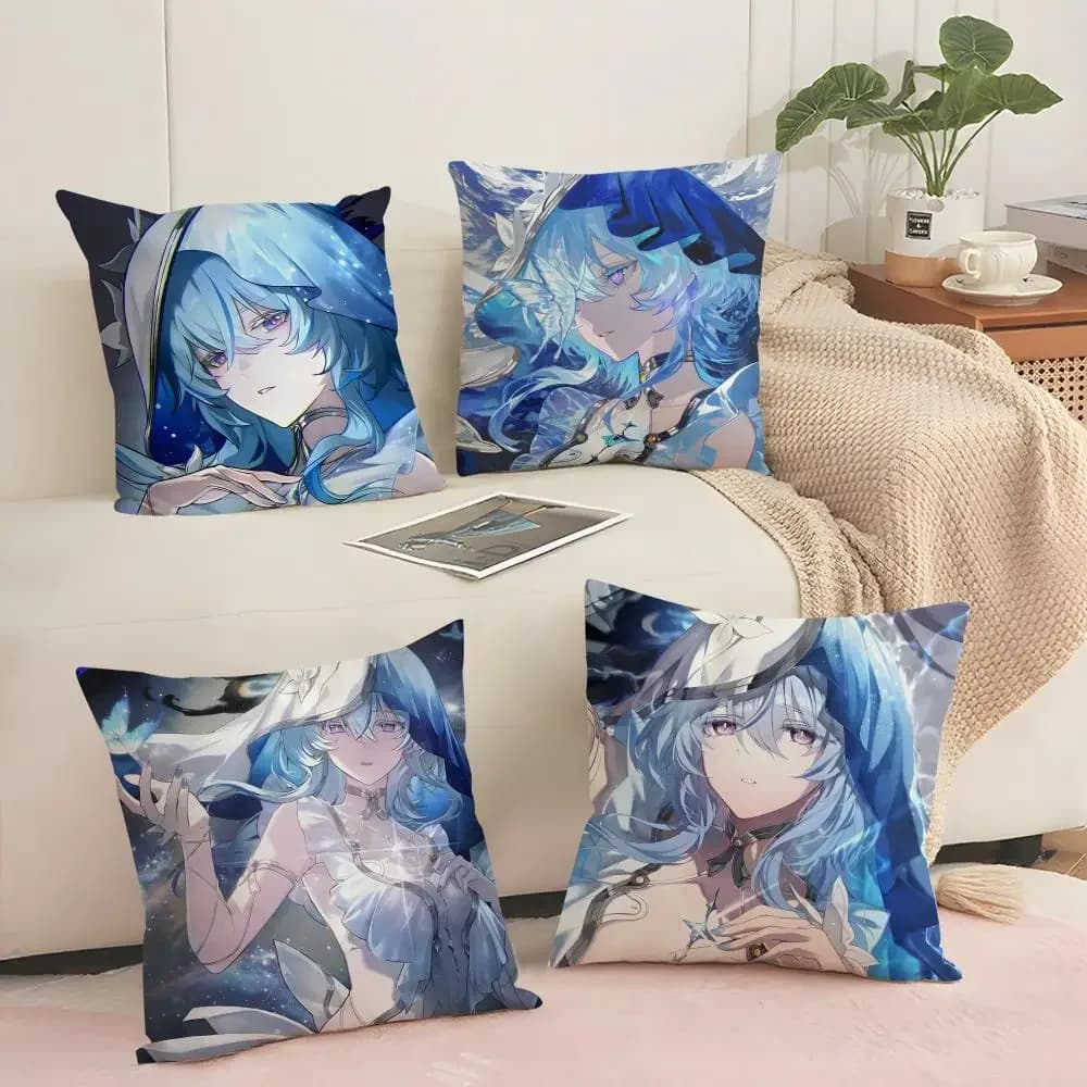 Wuthering Waves The Shorekeeper Cushion Cover Silky Short Plush Invisible Zipper Dustproof Sofa Pillow Case for Home Decor