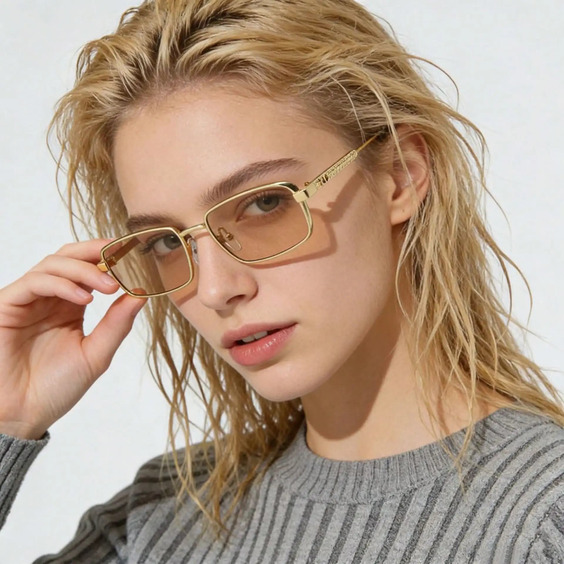Fashionable Metal Korean-Style Personalized Square-Frame European And American Simple Stylish Temperament