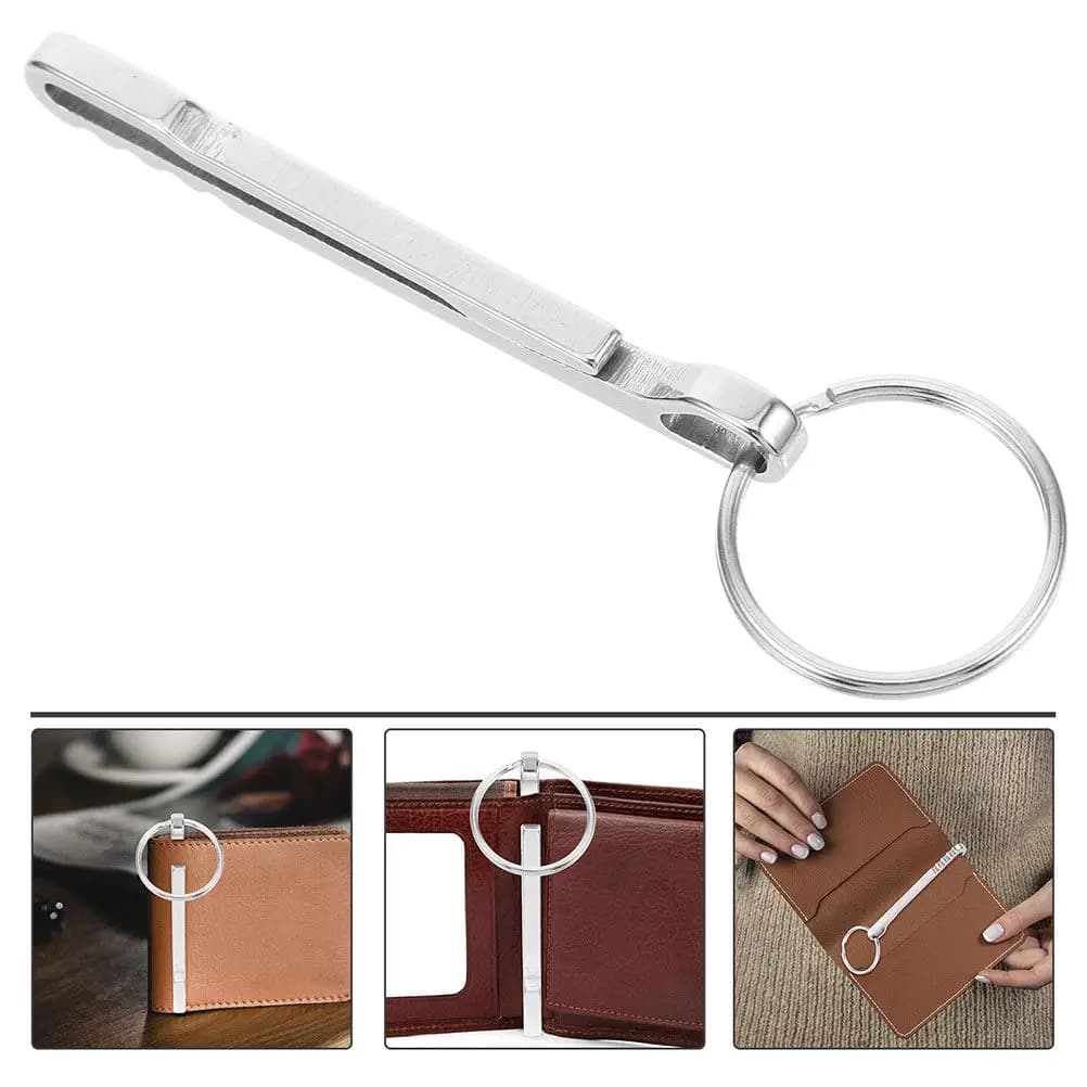2 Pezzi Clip da Cintura in Acciaio Inossidabile, Portamonete Compatto, Moschettone Portatile, Portachiavi, Portafoglio, Porta Contanti, Strumento per Esterni per Zaino e Cintura