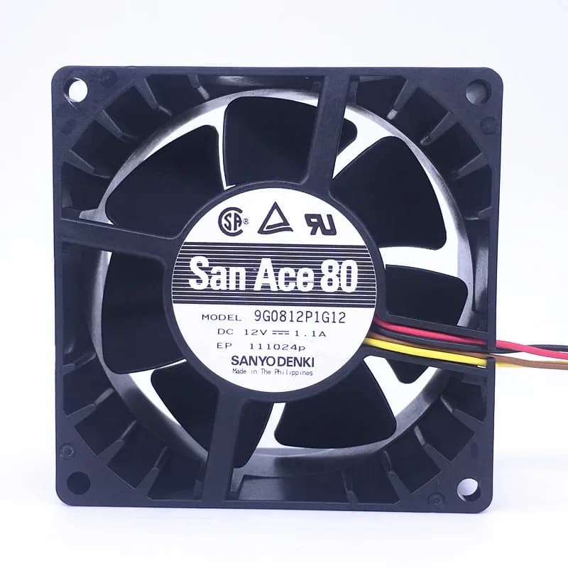 Ventola di Raffreddamento SANYO DENKI 9G0812P1G12 DC 12V 1.1A 80x80x38mm a 4 Fili