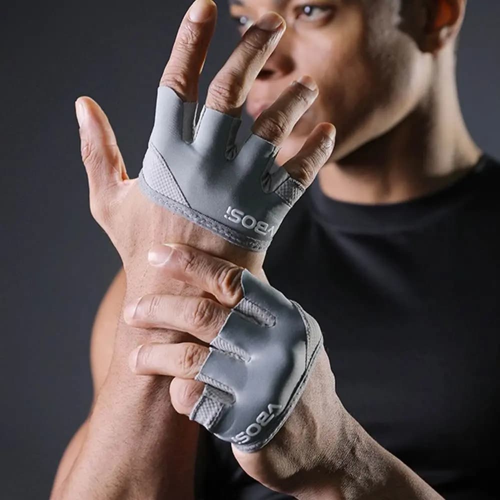 1 Paio di Guanti da Palestra Antiscivolo a Mezzo Dito, Traspiranti, per Sollevamento Pesi, Legendi e Sottili, per Crossfit, Unisex