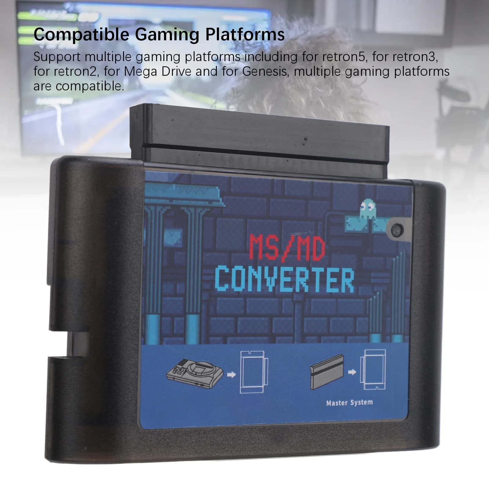 Convertitore di carte da gioco MS a MD Convertitore di cassette di gioco portatile Plug and Play per Retron 5 3 2 per piattaforme di gioco Mega Drive