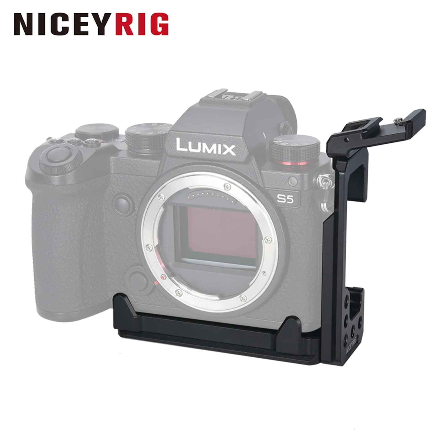 NICEYRIG L-Bracket DSLR Camera Mount Vertical Video Shooting with 1/4"-20 Screw Hole for Panasonic S5/S5MarkII/S5 MarkII/G9M2