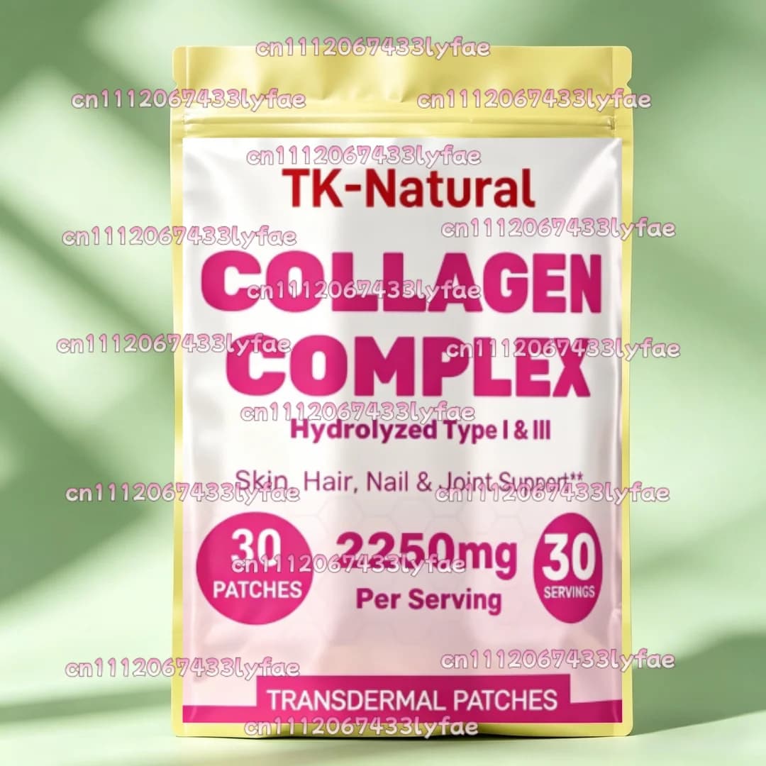30 Patches Hydrolyzed Collagen Peptides Complex Transdermal Patches for Women and Men Supports Skin, Hair, Joints & Nails